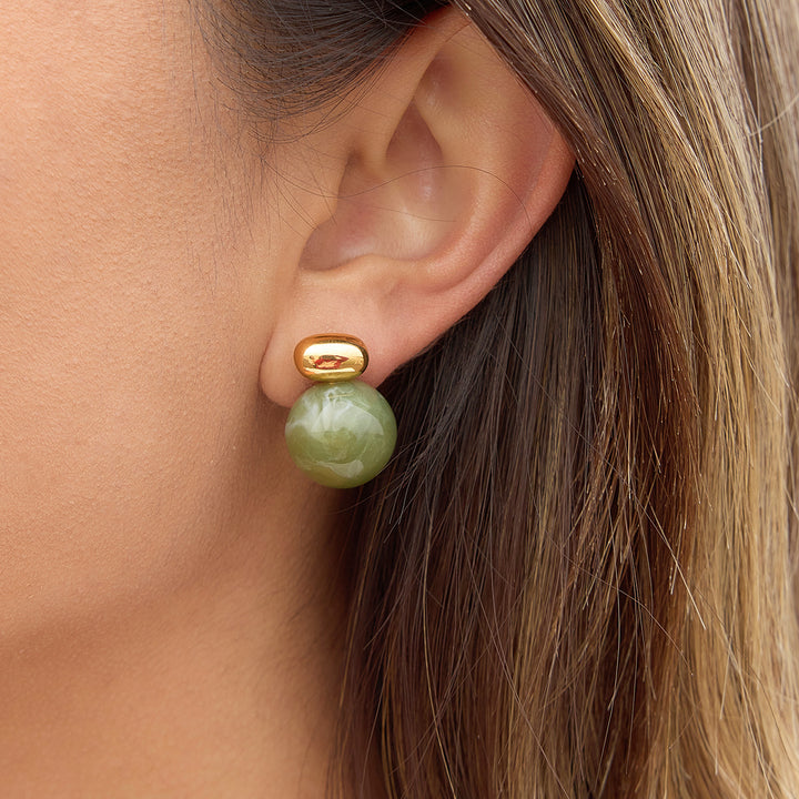 Seagrass Veined Orb Stud Earrings