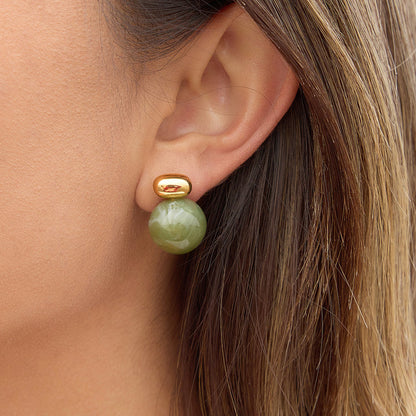 Seagrass Veined Orb Stud Earrings