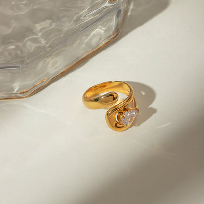 Ondine Teardrop Crystal Coil Ring