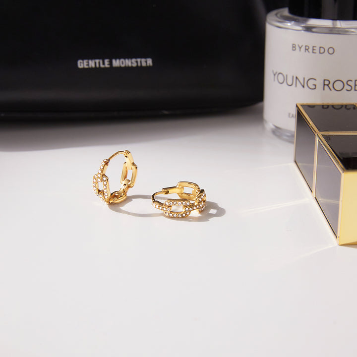 Cassis Faceted Link Hoop Earrings