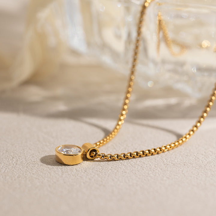 Caleta Framed Oval Crystal Necklace