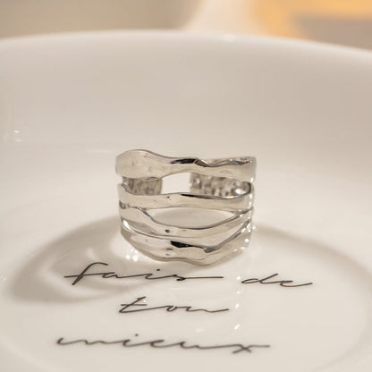 Marea Hammered Stacked Ring