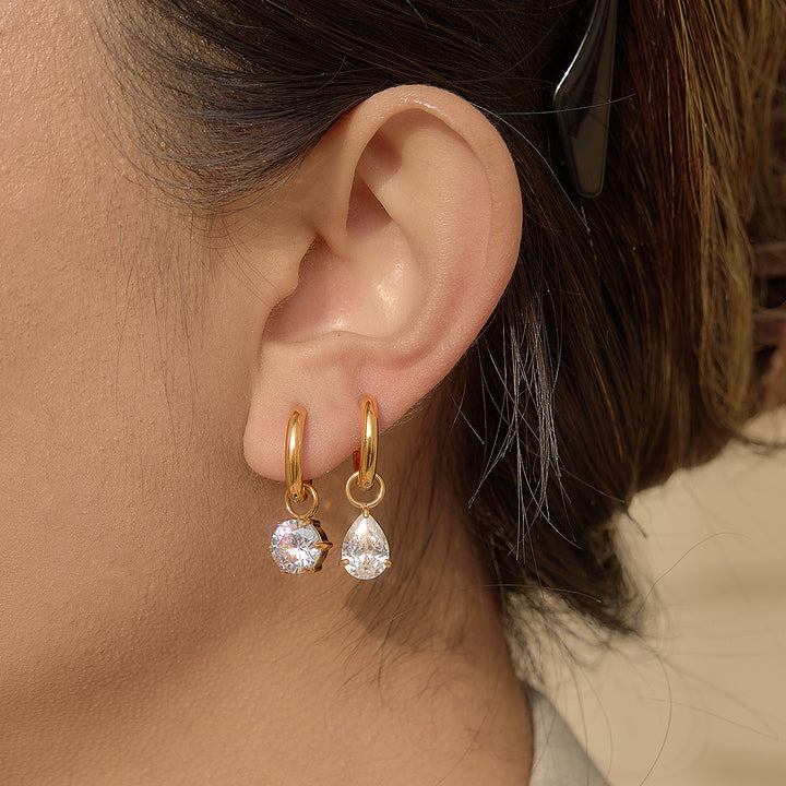 Marea Navette Crystal Hoop Earrings