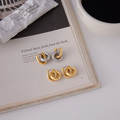 Marea Linked Circle Huggie Earrings