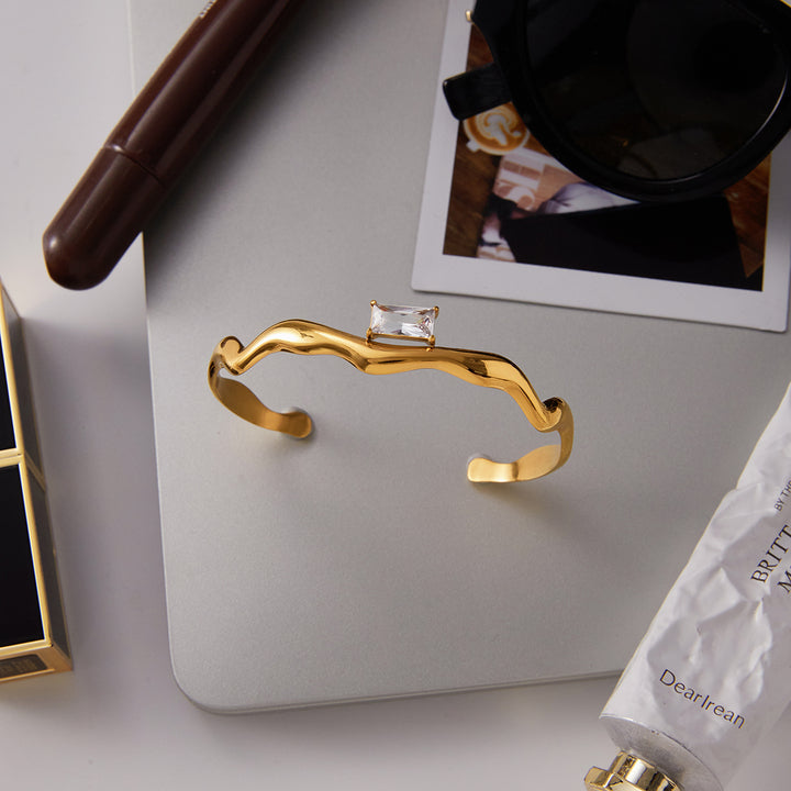 Lerici Wave-Cut Stone Cuff Bracelet