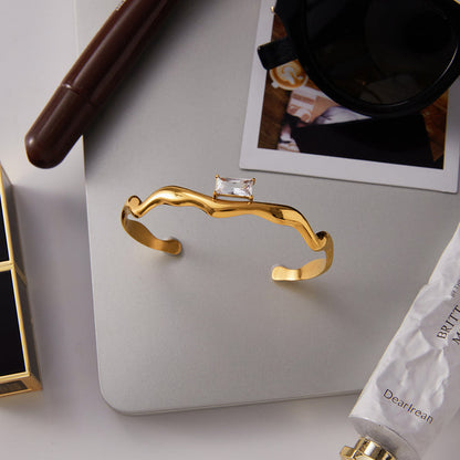 Lerici Wave-Cut Stone Cuff Bracelet