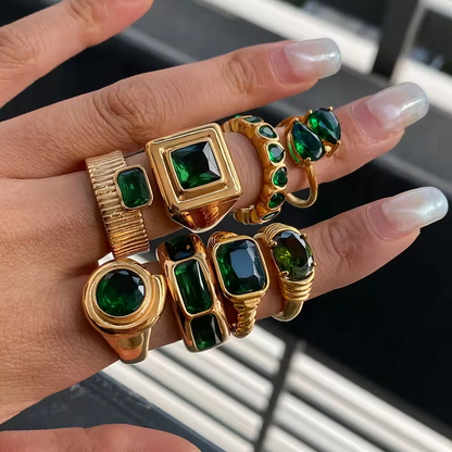 Aegean Ribbed Emerald-Cut Ring