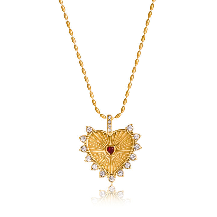 Amalfi Crimson Halo Heart Necklace