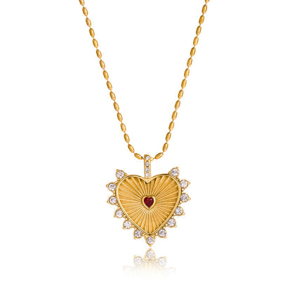 Amalfi Crimson Halo Heart Necklace