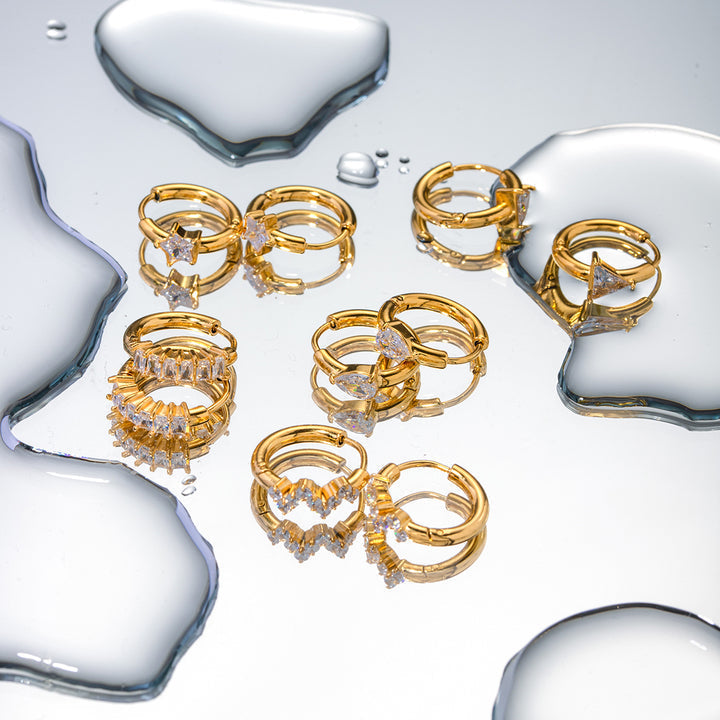 Marea Stone Row Hoop Earrings