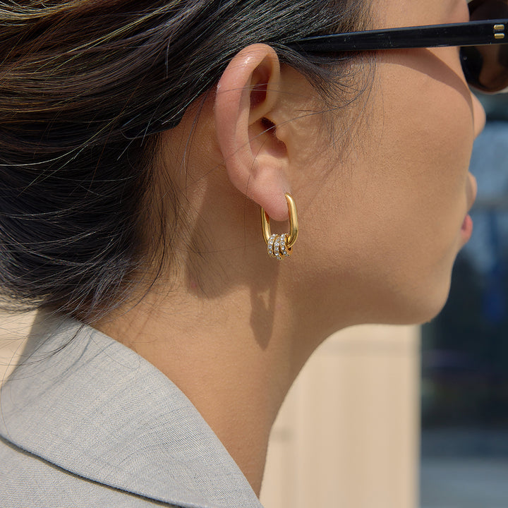 Salina Gliding Pavé Huggie Earrings