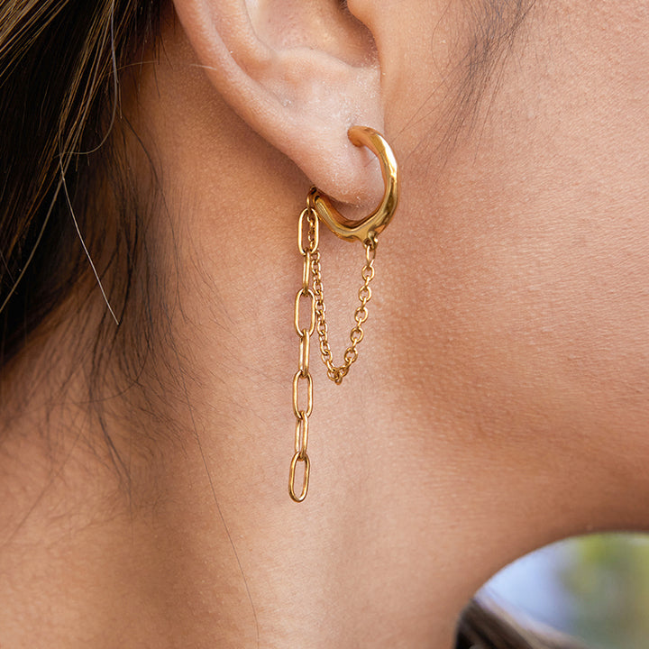 Cala Twin Huggie Drape Earrings