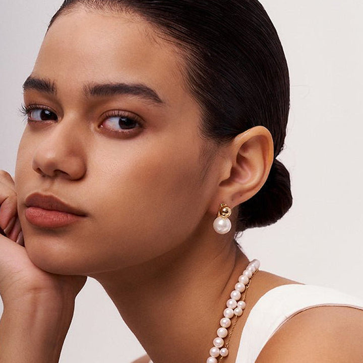 Solana Orb and Pearl Stud Earrings