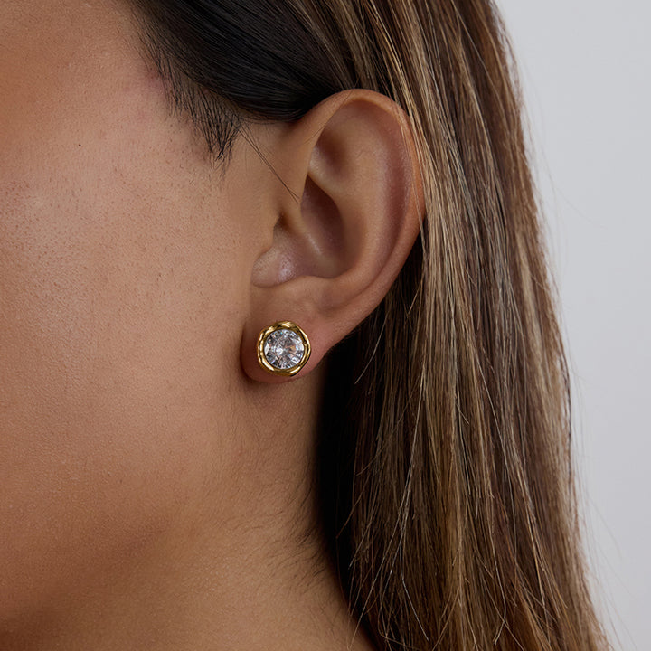 Cala Textured Bezel Stud Earrings