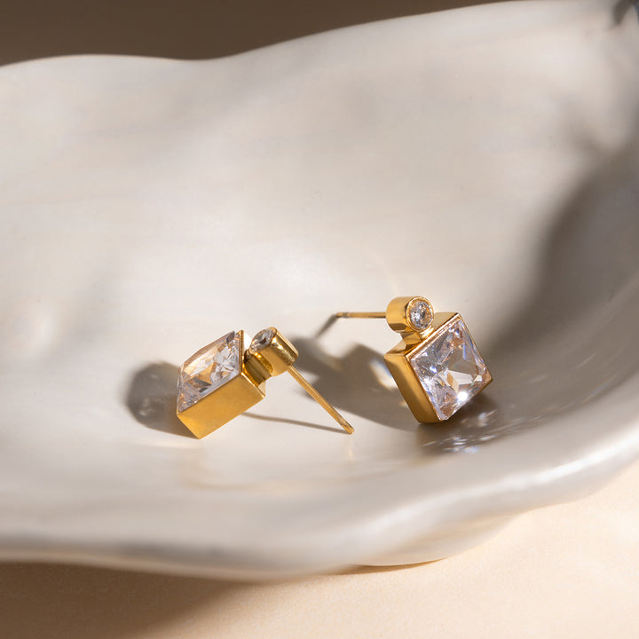 Salina Faceted Zircon Stud Earrings