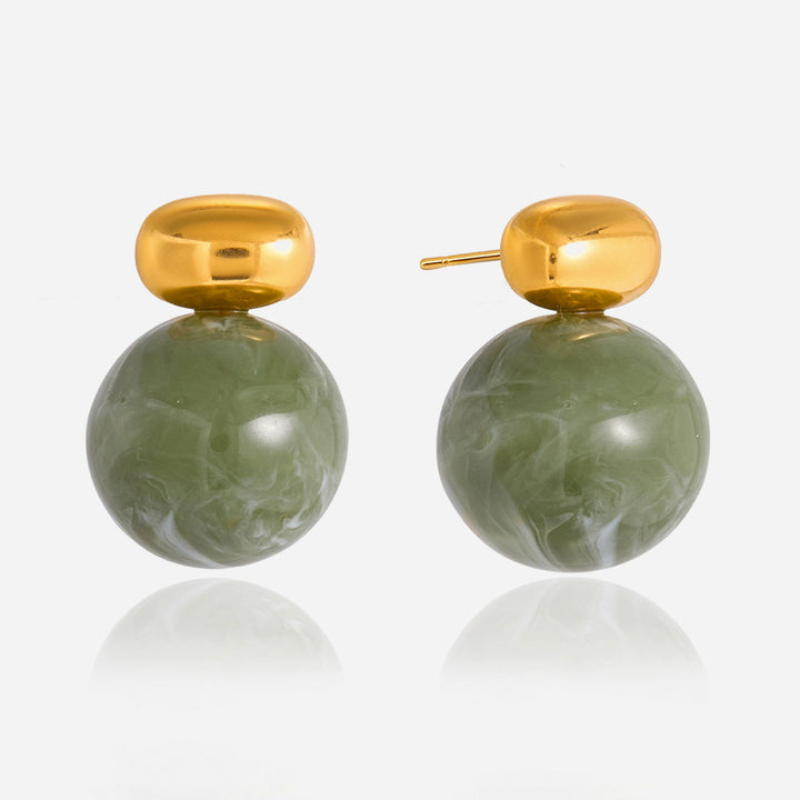 Seagrass Veined Orb Stud Earrings