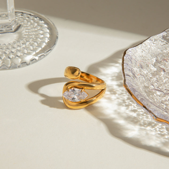 Ondine Teardrop Crystal Coil Ring
