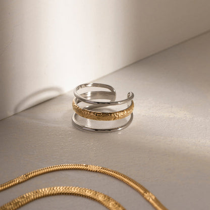 Sandbar Layered Hammered Ring