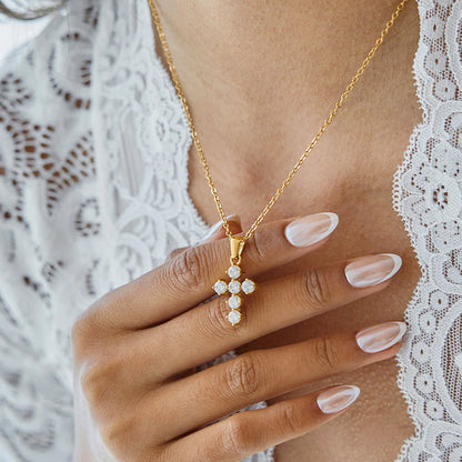 Solene Crystal Cross Necklace