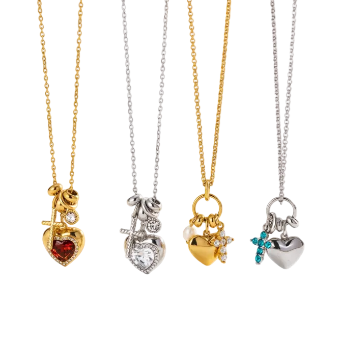 Salina Pearl Charm Cluster Necklace