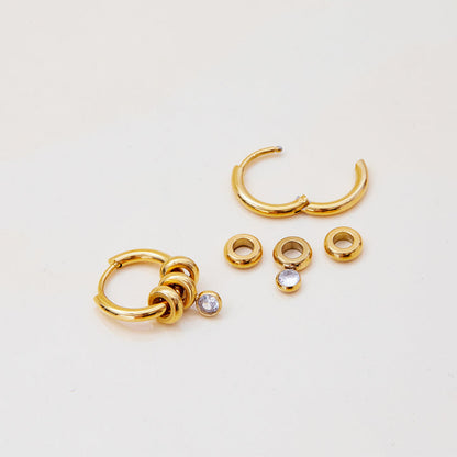 Solene Looped Zircon Huggie Earrings