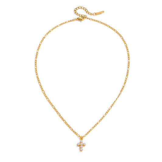 Seafoam Beaded Cross Necklace