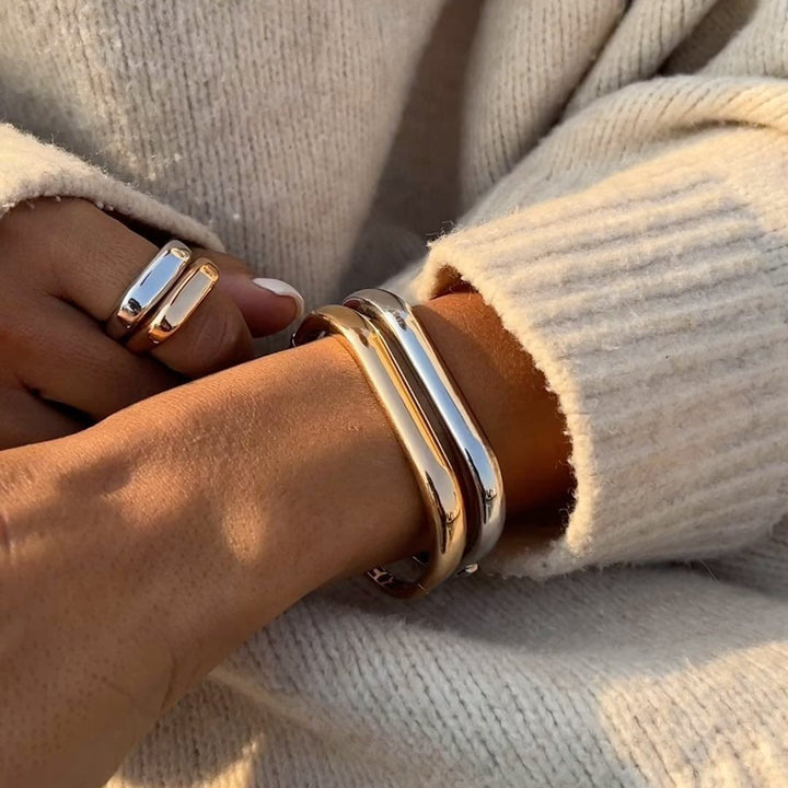 Solene Polished Cushion Bangle Bracelet