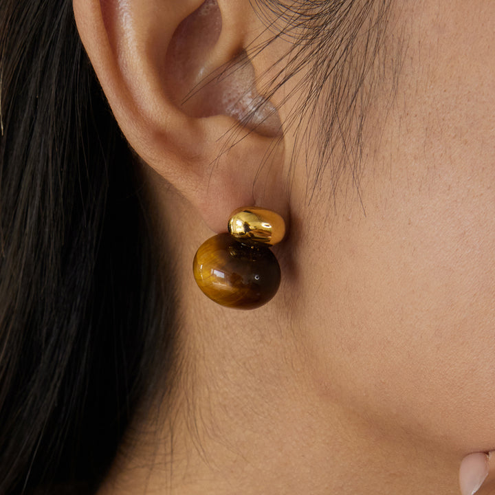 Sirocco Gilded Pebble Stud Earrings