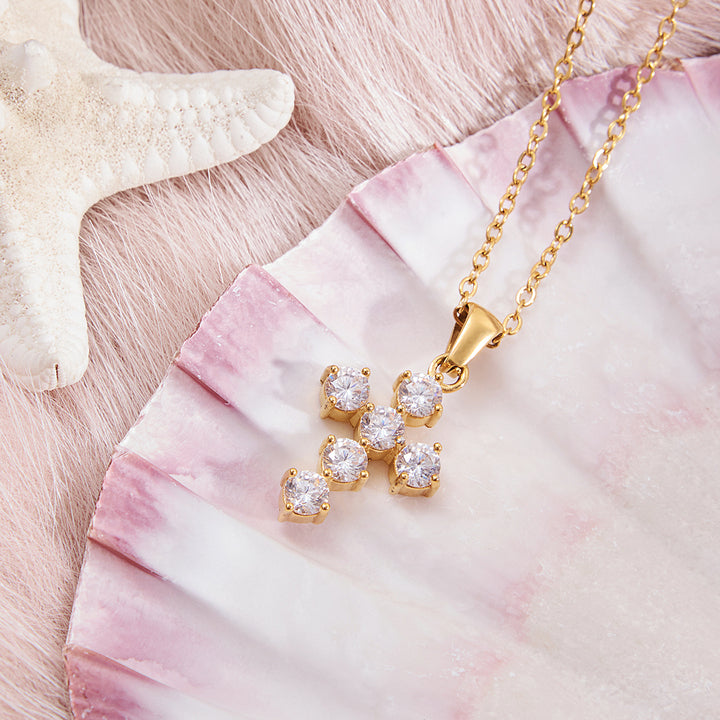 Solene Crystal Cross Necklace