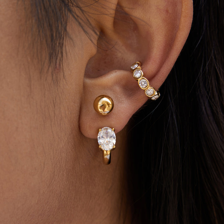 Salina Hammered Zirconia Cuff Earrings