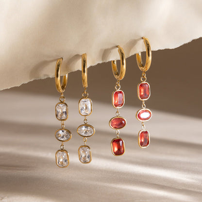 Marea Cascading Zirconia Huggie Earrings