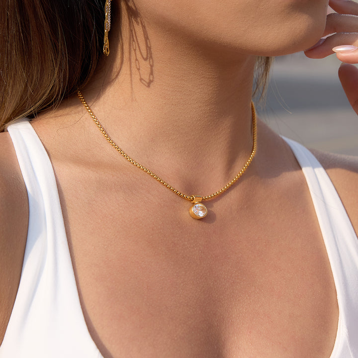 Caleta Framed Oval Crystal Necklace