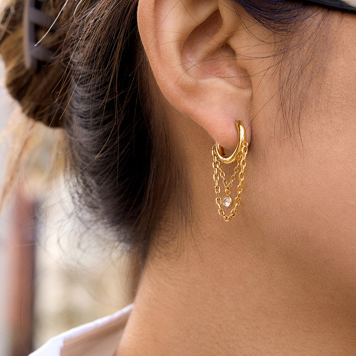 Nerea Draped Stone Huggie Earrings