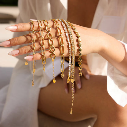 Solana Faceted Ring-Link Bracelet