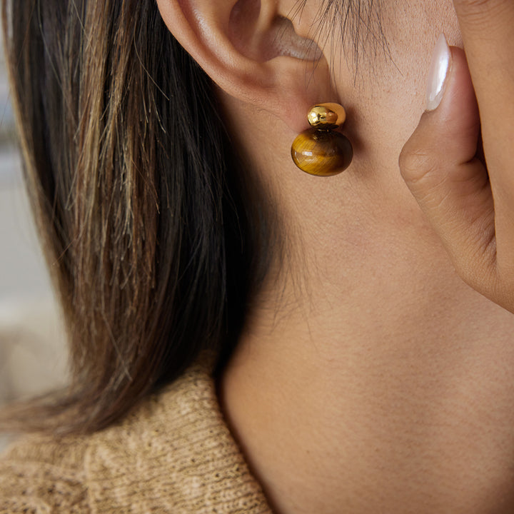 Sirocco Gilded Pebble Stud Earrings