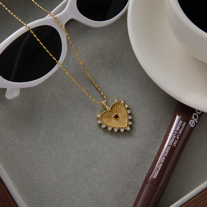 Amalfi Crimson Halo Heart Necklace