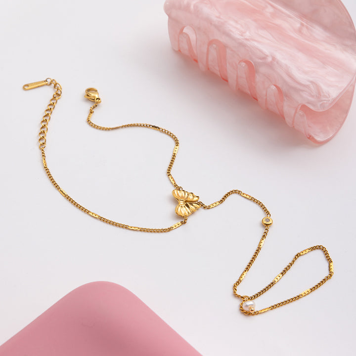 Ondine Winged Pearl Hand Bracelet