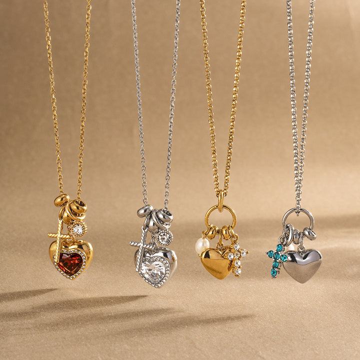 Salina Pearl Charm Cluster Necklace