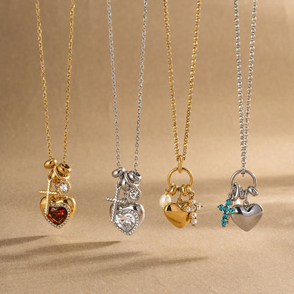 Salina Pearl Charm Cluster Necklace