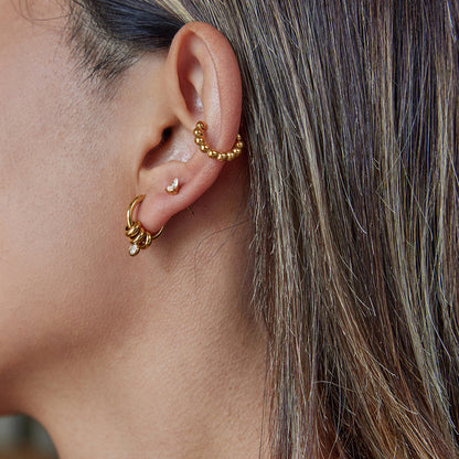 Solene Looped Zircon Huggie Earrings