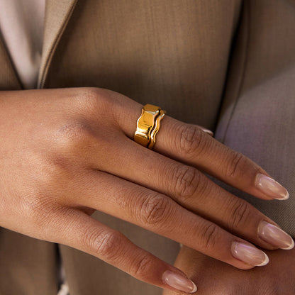 Calanque Rippled Duo Ring