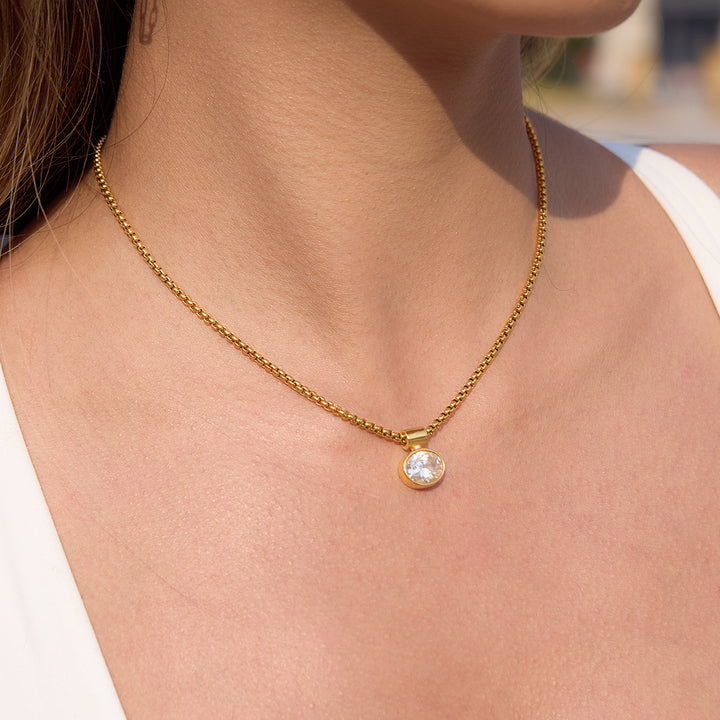 Caleta Framed Oval Crystal Necklace