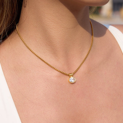 Caleta Framed Oval Crystal Necklace