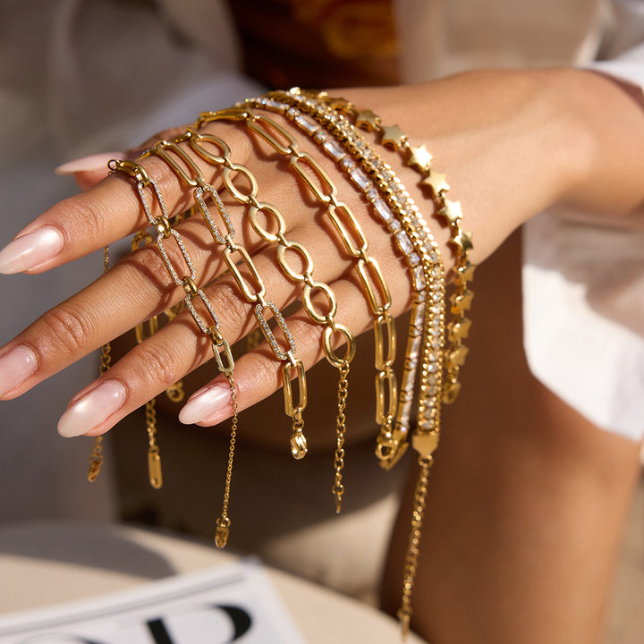 Solana Faceted Ring-Link Bracelet