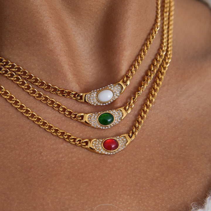Alboran Crimson Halo necklace, white stone