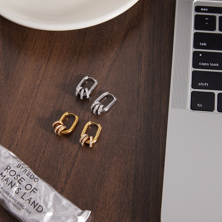 Salina Gliding Pavé Huggie Earrings
