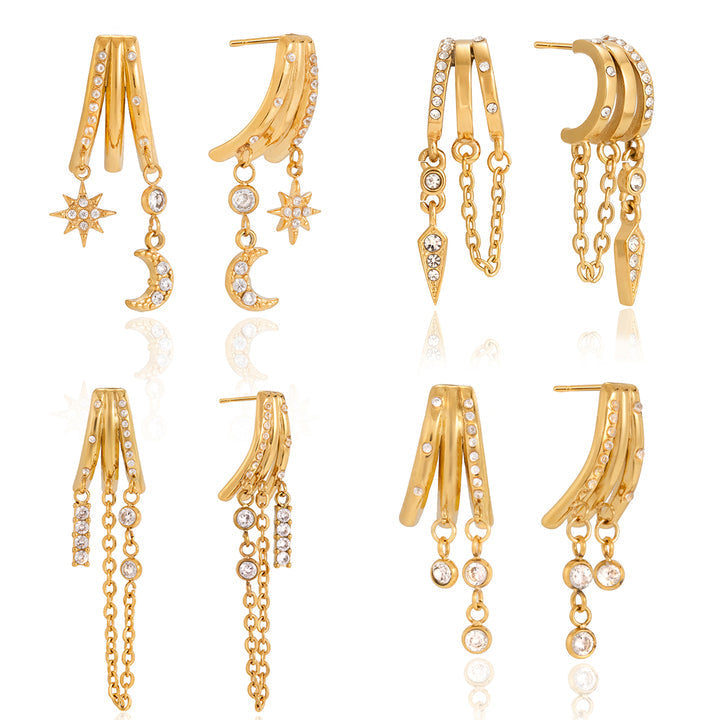 Calanque Crystal Chain Drop Earrings