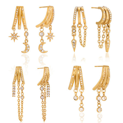 Calanque Crystal Chain Drop Earrings