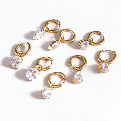 Marea Navette Crystal Hoop Earrings
