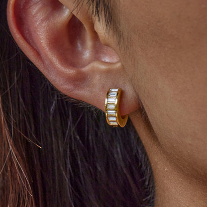 Marea Stone Channel Huggie Earrings